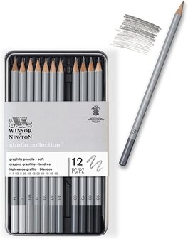 Winsor&amp;Newton Studio Collection 12 Soft Grafiet Potloden
