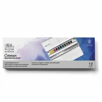 Winsor &amp; Newton Cotman Water Colour Blue Box 12 halve napjes