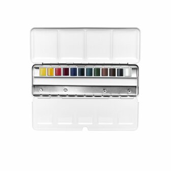Winsor &amp; Newton Cotman Water Colour Blue Box 12 halve napjes