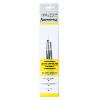 Winsor &amp; Newton Foundation Penseelset Rond 2, Filbert 4 &amp; Plat 2