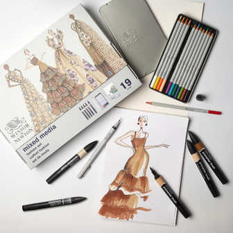Winsor&amp;Newton Mixed Media Fashion Set 16-Piece