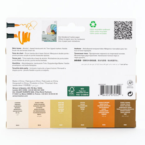 Winsor & Newton Promarker Brush Skin Tones 6-Pack