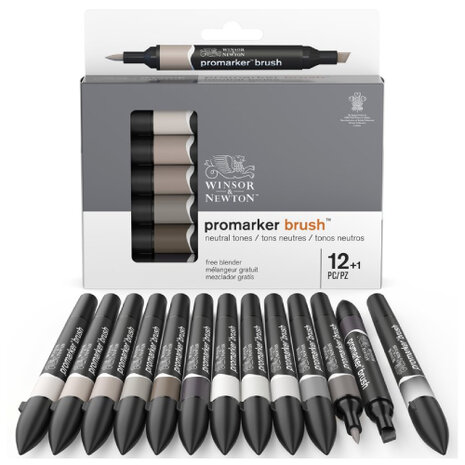 Winsor & Newton Promarker Brush Neutral Tones 12-Pack