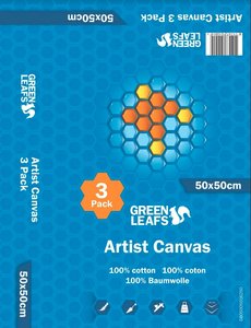 Schildersdoek Artist Canvas Greenleafs 50x50 Per 3 Pack