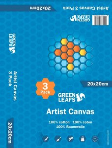 Schildersdoek Artist Canvas Greenleafs 20x20 Per 3 Pack