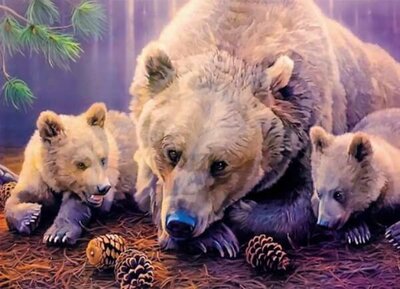 Schilderen op nummer van Set Bear with Cubs