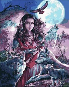Schilderen op nummer van Set Lady Wolves